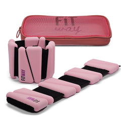 FITWAY | 1 pair 2 lbs | Adjustable Silicone ankle weights | wrist weights - | ankle weights for women -ankle weights for men | 2lb ankle weights| Suitable for Yoga Dance Pilates | water-resistant silicone (pink)