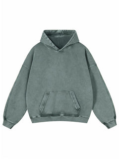 Mens Hoodies Pullover Womens Oversized Y2K Fall Acid Wash Plain Cotton Heavyweight Hoodie Vintage Aesthetic Hooded Sweatshirt Green Large