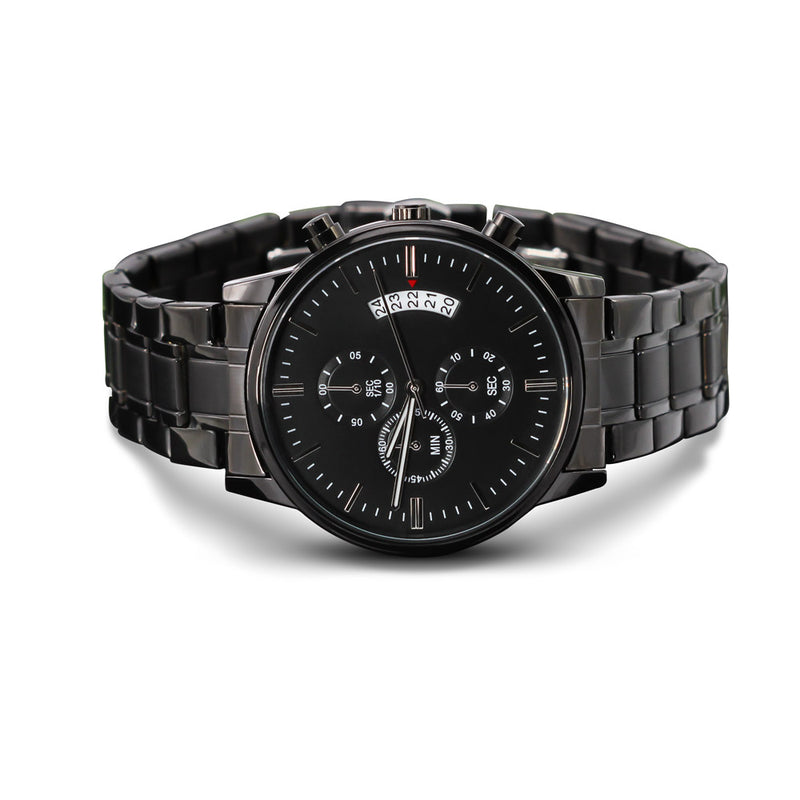 Men's Customizable Engraved Black Chronograph Watch